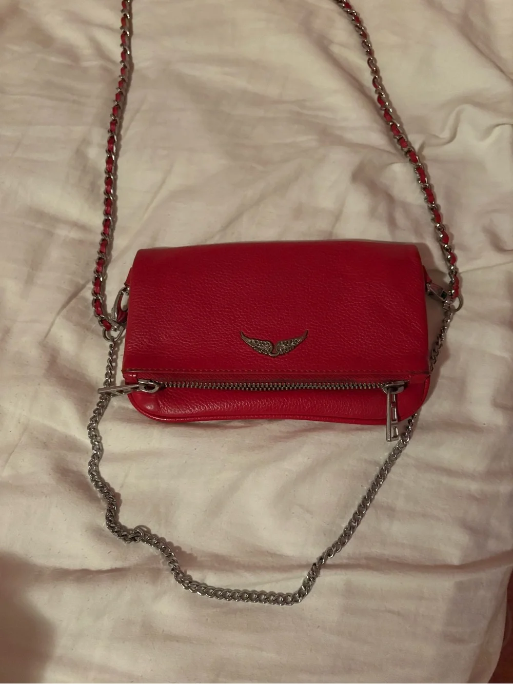 Zadig & Voltaire Rock Vintage Patent Clutch Red